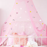 Boao Stars Glow bed canopy with unicorn motif creates a magical sleep space for girls.