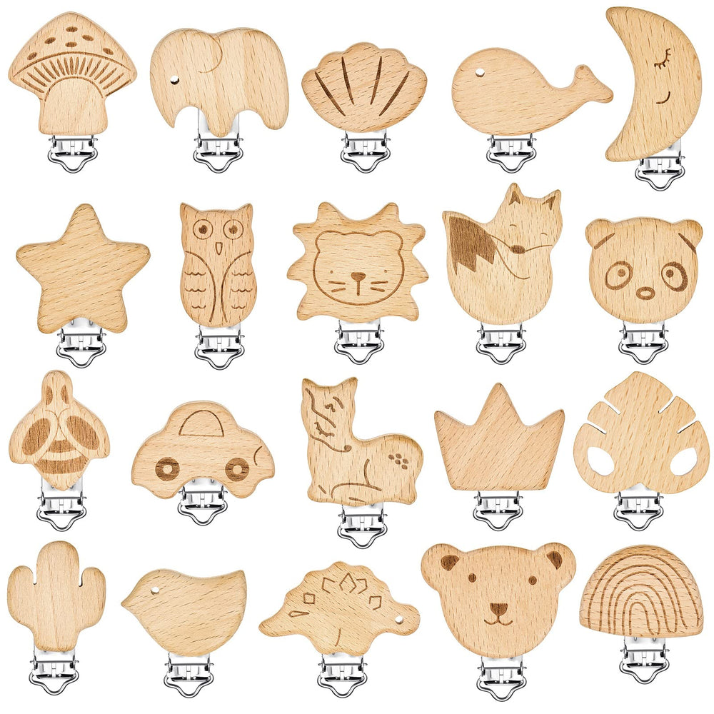 Boao wood pacifier clips stars and moon keep pacifier secure during outings