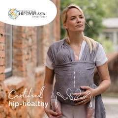 Boba Stretchy Wrap Kahla toddler in wrap illustrates long-term use up to 35 lbs.