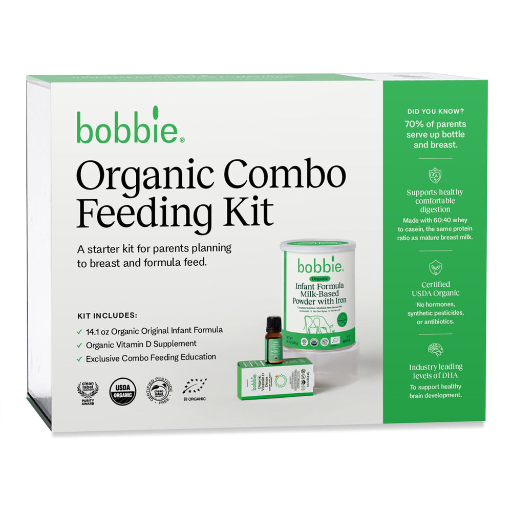 Bobbie Organic Combo Feeding Kit packaging supports mixed feeding choices
