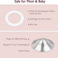 Boboduck silver nipple covers under clothes, invisible profile for discreet breastfeeding.