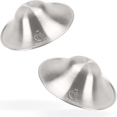 Boboduck silver nursing cup over nipple offers protective shield for sore nipples during feeding.