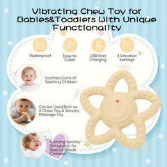 BOBOKA vibrating sensory chew toy blue being held by toddler for soothing tactile play