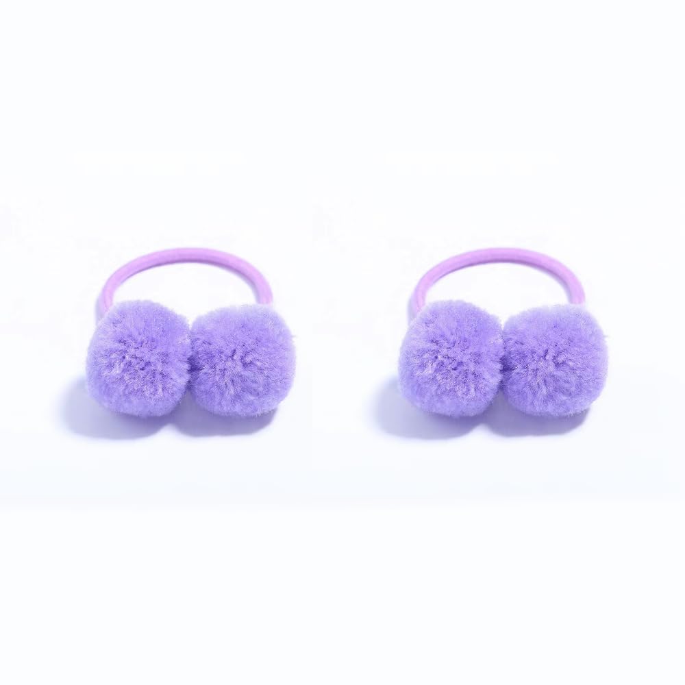 BOENBE LOVED baby hair ties purple pom pom provide gentle hold for toddler ponytails.