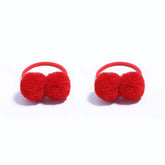BOENBE LOVED red pom pom hair ties for gentle baby ponytails