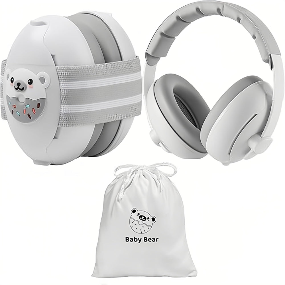 BOENFU noise-cancelling headphones with baby headband protect little ears during flights.