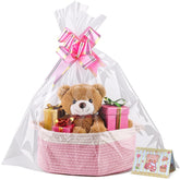 Boensi small woven basket top view for compact nursery storage.