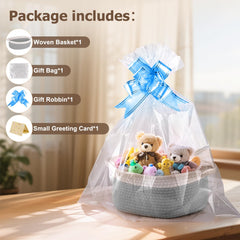 Boensi small woven basket gift bag ribbon showcases ready-to-gift presentation.