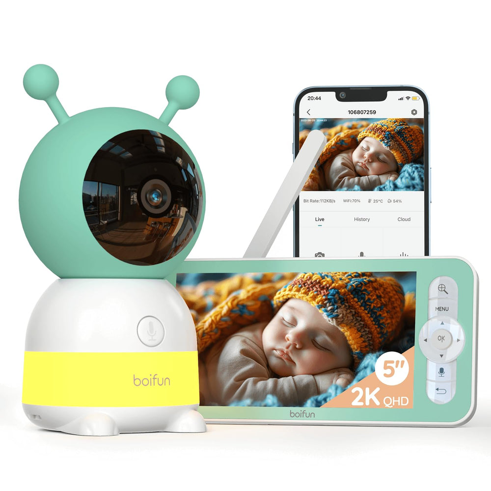BOIFUN 2K WiFi Baby Monitor camera view for crisp day and night monitoring