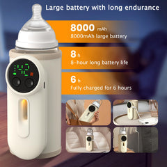 BOKASM bottle warmer 8000mAh battery delivers hours of warmth.