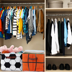 Bokon football storage bin keeps gear tidy and ready.