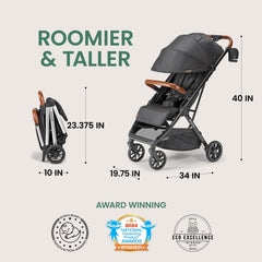 Bombi Bēbee V2 UV-protective fabric shields baby from sun.