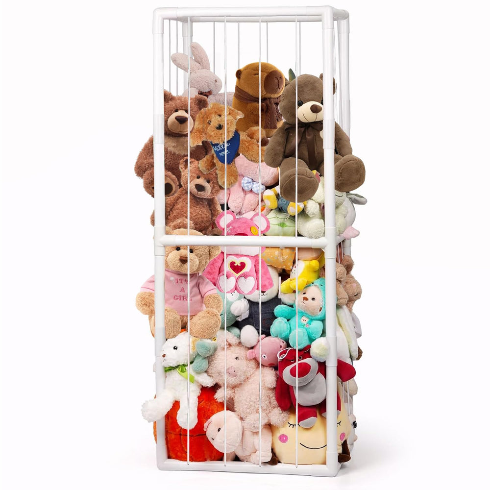 BomSaluka stuffed animal storage tube assembly highlights durable PVC construction.