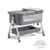 Bonbay baby bassinet bedside wheels with mosquito net for easy nighttime access