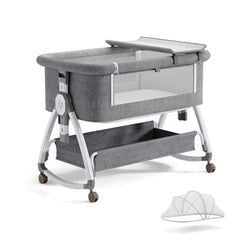 Bonbay baby bassinet bedside wheels with mosquito net for easy nighttime access