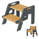 Bonbay Toddler Step Stool navy blue front view shows stable, child-friendly design for confident first steps.
