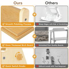 Bonbay toddler step stool wood grain close-up showcases sturdy construction.