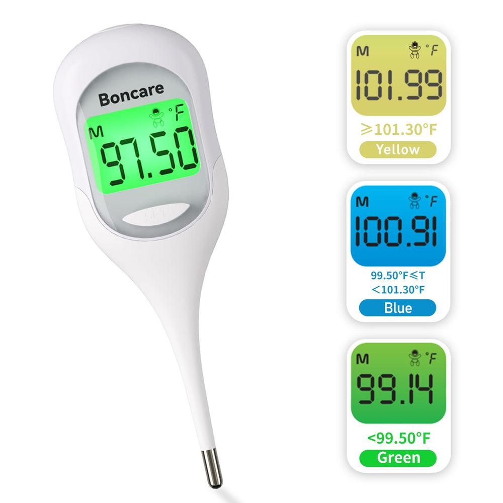 Boncare 9 Seconds thermometer with large display for quick, easy readings day or night.