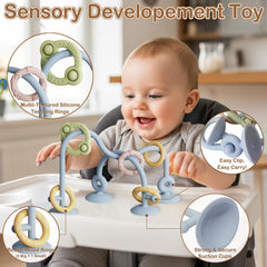 Bonfaran skyblue pop-it teether with tactile bubbles for teething relief and play.
