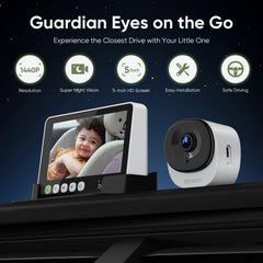 bonoch 360-degree rotating camera delivers full backseat coverage for peace of mind.