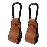 Bonsicoky stroller hooks brown leather set securely attach to handles for extra bag storage