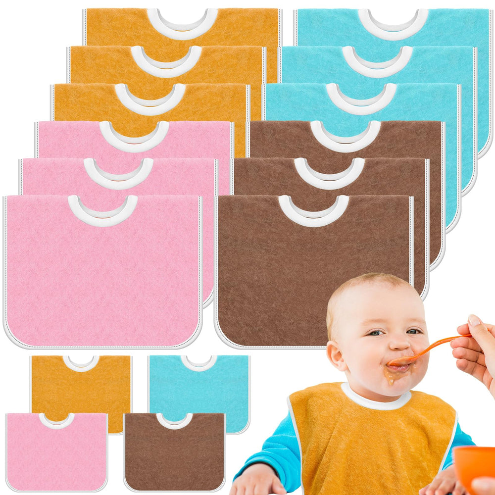 Bonuci baby bibs full-coverage light blue, absorbs spills for mess-free meals.