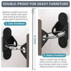 Booda Brand cabinet and bookshelf anchors stabilize tall furniture in busy rooms.