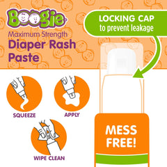 Boogie Diaper Rash Paste being squeezed for easy on-the-go use.
