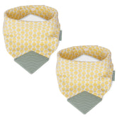BooginHead lemons bandana teether bib close-up showing soft cotton fabric