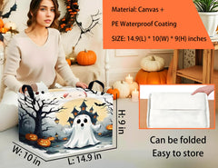 BOOHIT Boo Basket pattern detail—cheerful Halloween decor with durable canvas