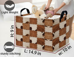 BOOHIT canvas bin with leather handles for easy transport