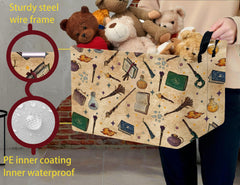 Boohit large kids book basket leather-handles highlight portability and load ease.
