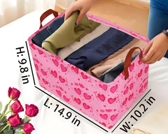 BOOHIT pink valentines basket folded-flat, space-saving storage solution.