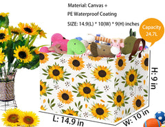 BOOHIT Sunflower collapsible bin showing its compact design when empty.