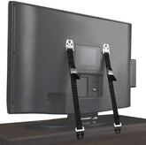 BOOTWO TV back strap securing a flat screen to prevent tipping.
