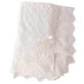 Booulfi knit white baby blanket close-up crochet texture for soft skin comfort