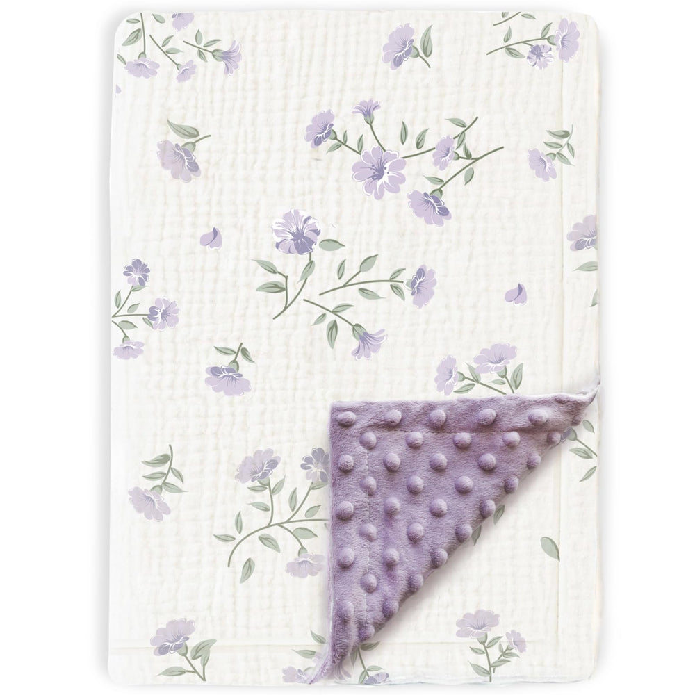 BOPRIO baby blanket floral front close-up for gentle warmth and style