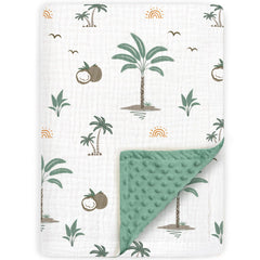 BOPRIO muslin blanket front closeup, breathable fabric for gentle baby skin.