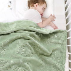 BORITAR green elephant design blanket with plush texture for cuddle