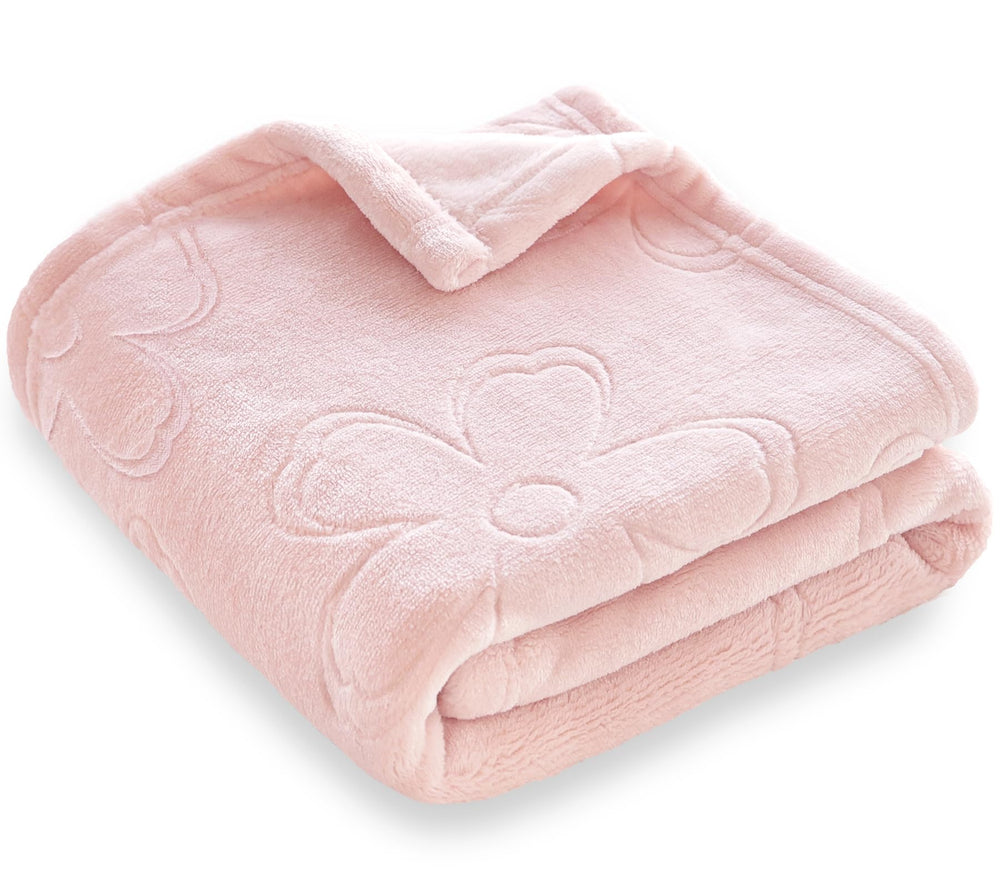 BORITAR baby blanket pink floral texture offers cozy comfort for nap time.