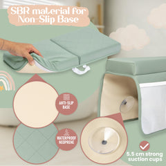 Bornealand non-slip kneeler with suction cups for a steady bath time.