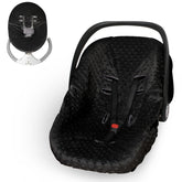 Boryokun infant car seat cover liner in black on seat provides clean, cozy protection.