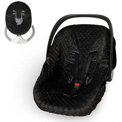 Boryokun infant car seat cover liner in black on seat provides clean, cozy protection.