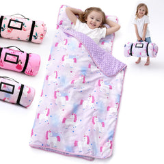 BORPRES nap mat unicorn-purple-pink design ready for cozy daycare naps.