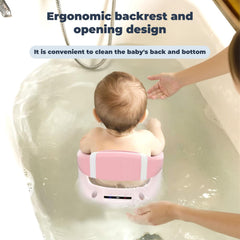 BORRAV bath seat pink with soft cushion for gentle comfort on baby's skin.