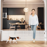Borthmiu 24-inch doorway gate with closed reinforced mesh for safe passage.