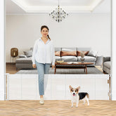 Borthmiu 24-inch tall step-over gate closed in doorway for safety.