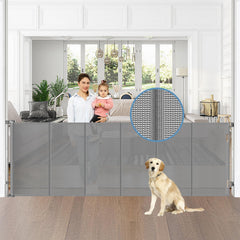 Borthmiu 75in wide retractable gate showing wide opening coverage for flexible safety