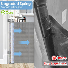 Borthmiu retractable gate with no bottom bars, reducing tripping risks