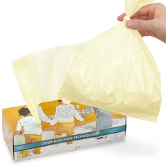BOS odor-sealing dirty diaper bags cream-yellow pack improves odor containment.